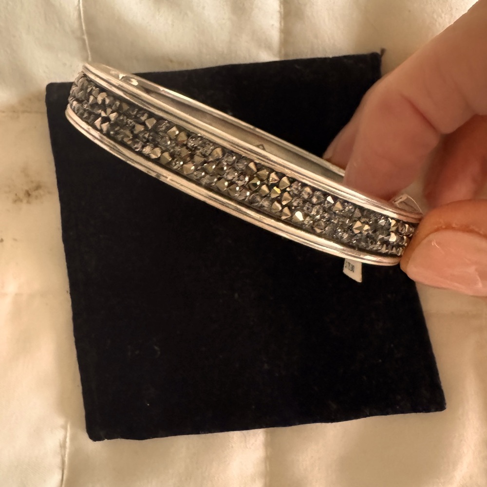 Brighton new silver and gray rhinestone bangle bracelet holiday sparkle